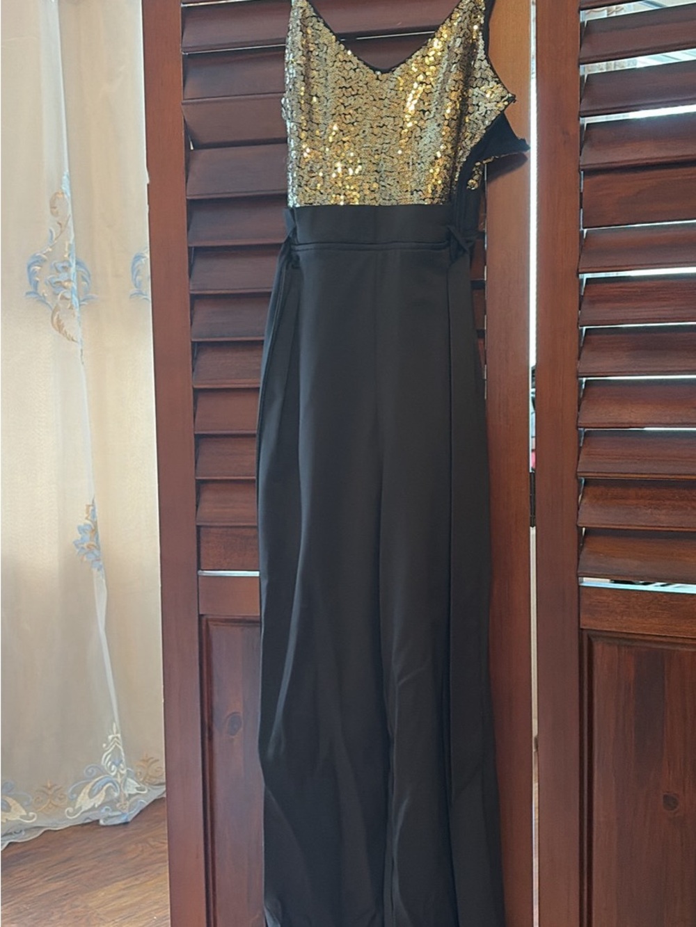 Sequin Gold & Black Evening Jumpsuit